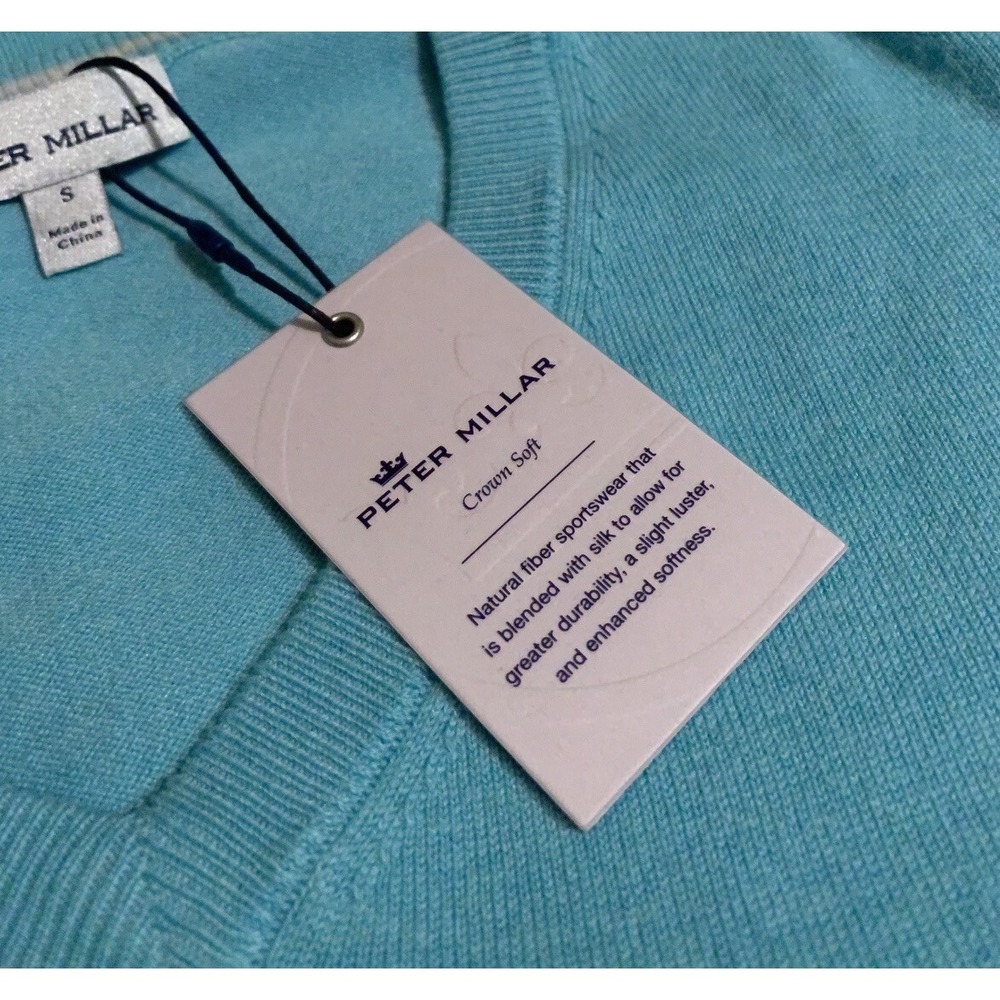 NEW Peter Millar Crown Soft Men's Small V-Neck Seashore Pullover Sweater S $145